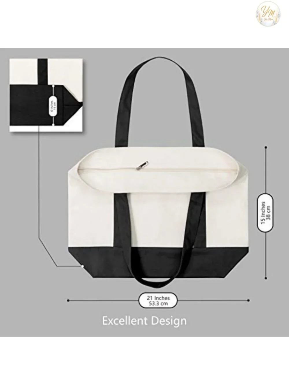 Canvas Tote Bags with External Pocket, Reusable Grocery Shopping Bags, Heavy